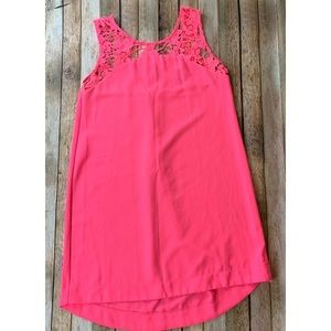 Gianni Bini Neon Pink Lace Top Crepe Dress Size M